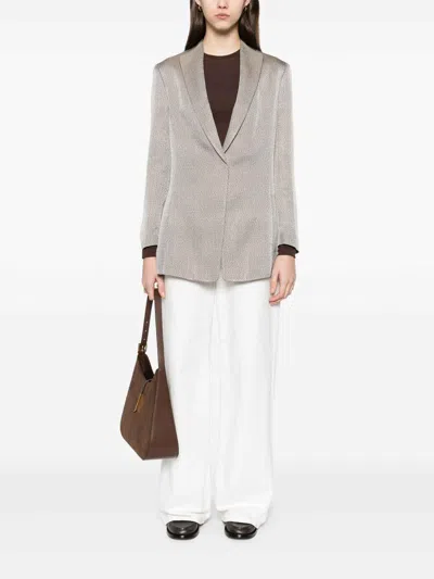 Giorgio Armani Jacquard Blazer In Neutral