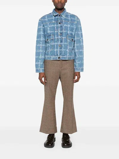 Vivienne Westwood Light Blue Denim Jacket With Logo Print And Tailored Details