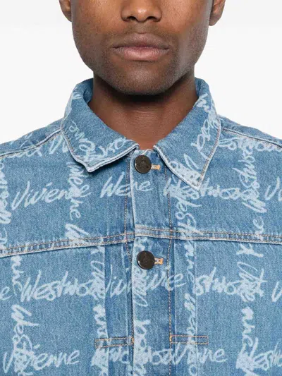 Vivienne Westwood Light Blue Denim Jacket With Logo Print And Tailored Details