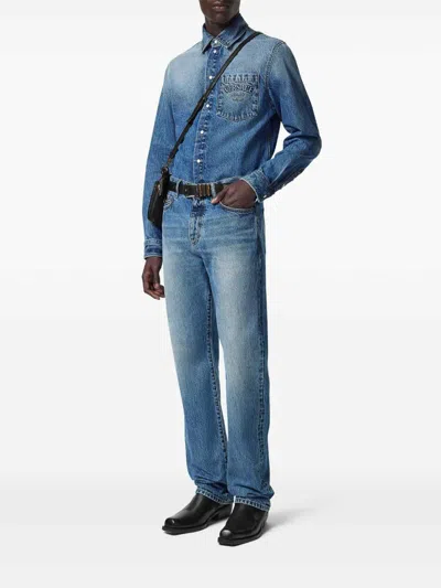 Versace Denim Shirt In Blue
