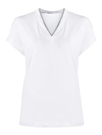 Brunello Cucinelli Stretch Cotton Top In White