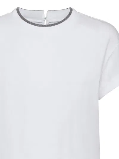 Brunello Cucinelli Cotton Crewneck Short Sleeve T-shirt In White