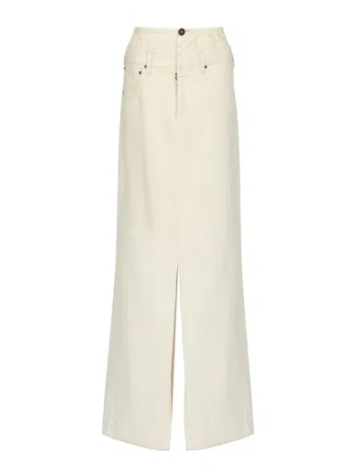 Maison Margiela Woman Maxi Skirt Beige Size 6 Cotton In White