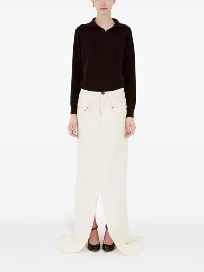 Maison Margiela Woman Maxi Skirt Beige Size 6 Cotton In White