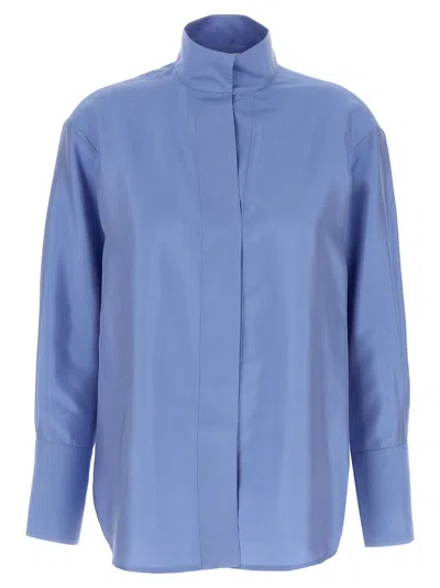 Alberto Biani Clear Blue Shirt With High Collar