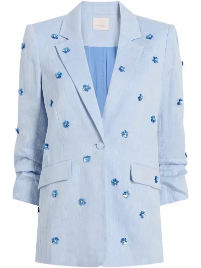 Cinq À Sept Linen Suiting Pearl Ditsy Kylie Blazer In Blue Hydrangea In Blue