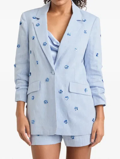 Cinq À Sept Linen Suiting Pearl Ditsy Kylie Blazer In Blue Hydrangea In Blue