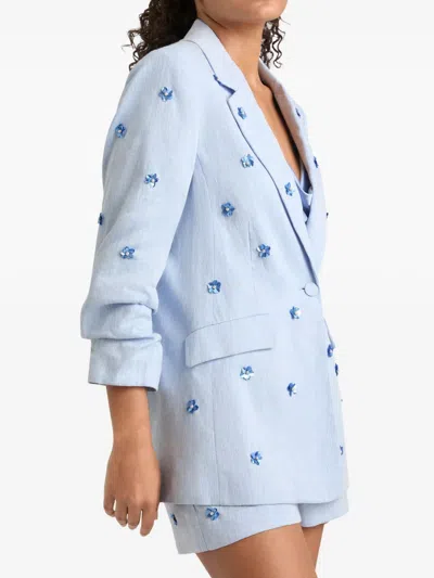 Cinq À Sept Linen Suiting Pearl Ditsy Kylie Blazer In Blue Hydrangea In Blue