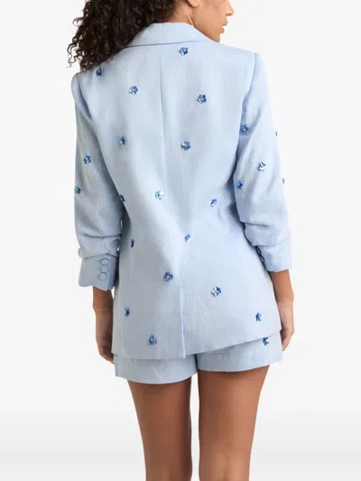 Cinq À Sept Linen Suiting Pearl Ditsy Kylie Blazer In Blue Hydrangea In Blue