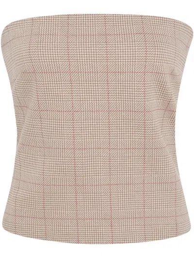 Rosetta Getty Plaid Jacquard Bandeau Top In Neutrals