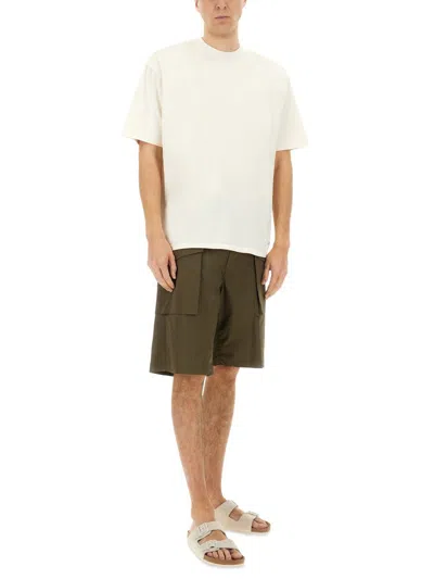 Aspesi Knee Length Bermuda Shorts With Flap Pockets In Military Green