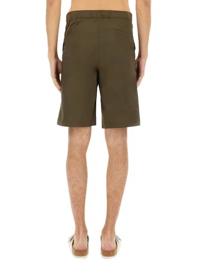 Aspesi Knee Length Bermuda Shorts With Flap Pockets In Military Green