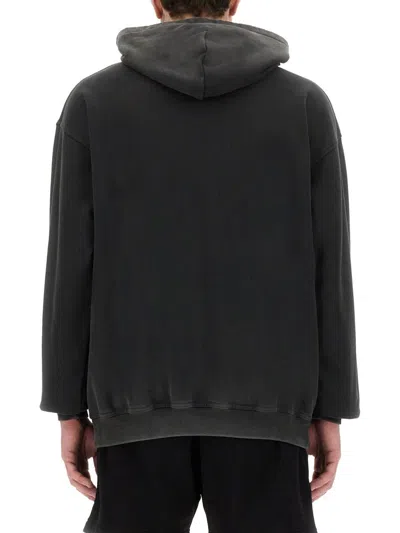 Represent Black Hoodie With Fixed Hood And Maxi Print On The Front In Cotton Man In Black