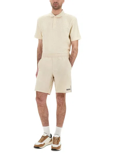 Hugo Boss Boss Cotton Polo In Neutral