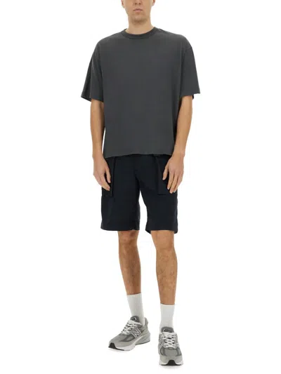 Aspesi Bermuda Shorts With Elastic Waistband And Pockets In Blue