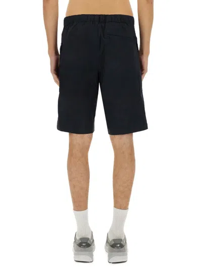 Aspesi Bermuda Shorts With Elastic Waistband And Pockets In Blue