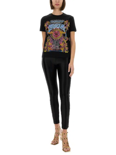 Versace Jeans Couture Fitted T-shirt With Graphic Print And Classic Silhouette In Black