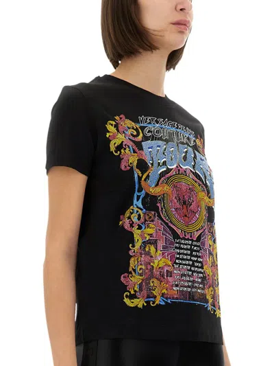 Shop Versace Jeans Couture T-shirt With Print In Black