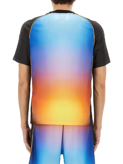 Casablanca Mesh Gradient Football T-shirt With Contrast Piping In Multicolour