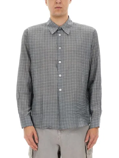 Our Legacy Checked Pattern Button-down Collar Shirt In Gray