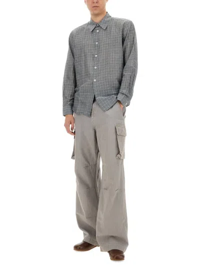Our Legacy Checked Pattern Button-down Collar Shirt In Gray