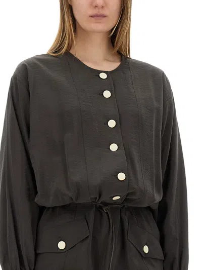Alysi Short Silk Canvas Jumpsuit In Grey