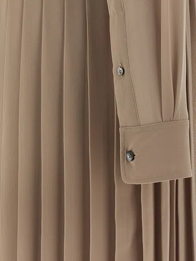 Ami Alexandre Mattiussi Pleated Midi Shirt Dress In Nude