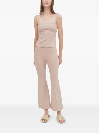 Rosetta Getty Plaid Flare Crop Pull-on Trousers In Neutrals