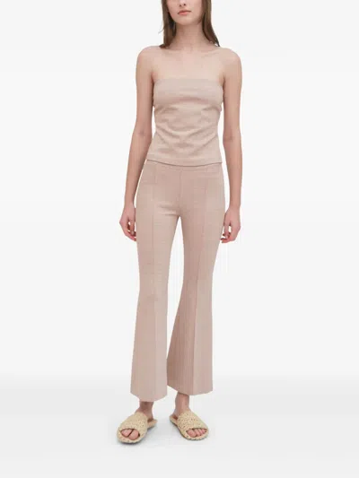 Rosetta Getty Plaid Flare Crop Pull-on Trousers In Neutrals