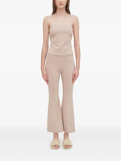 Rosetta Getty Plaid Flare Crop Pull-on Trousers In Neutrals