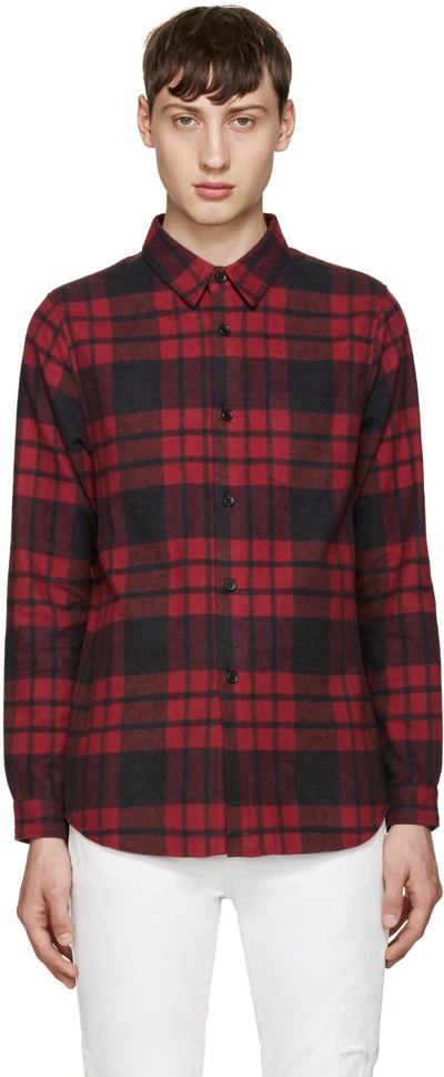John Elliott Plaid Cotton-flannel Shirt In Red