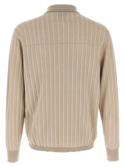 Brioni Knit Shirt With Chest Pocket And Ribbed Finish