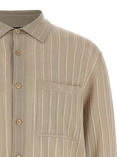 Brioni Knit Shirt With Chest Pocket And Ribbed Finish