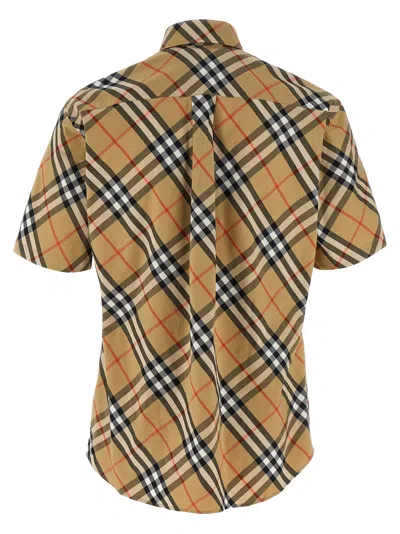 Burberry Short-sleeved Check Pattern Shirt With Button-down Collar