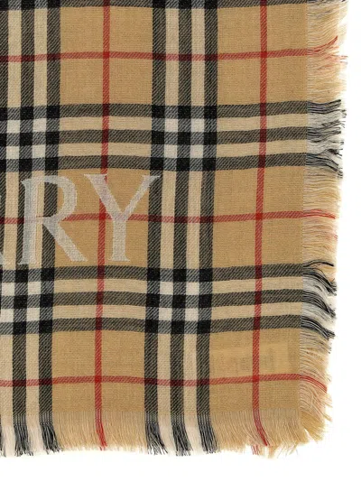 Burberry Check Wool Scarf Scarves And Foulards Multicolor