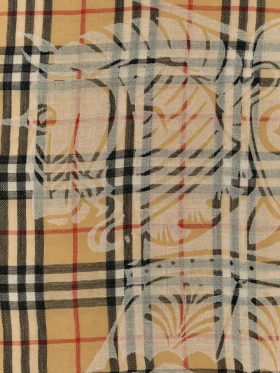 Burberry Check Wool Scarf Scarves And Foulards Multicolor