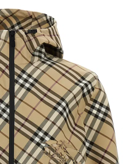 Burberry Hooded Check Pattern Jacket With Elasticated Cuffs