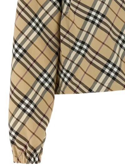 Burberry Hooded Check Pattern Jacket With Elasticated Cuffs