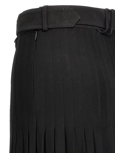 Burberry Bar Pleated Maxi Skirt With Belt