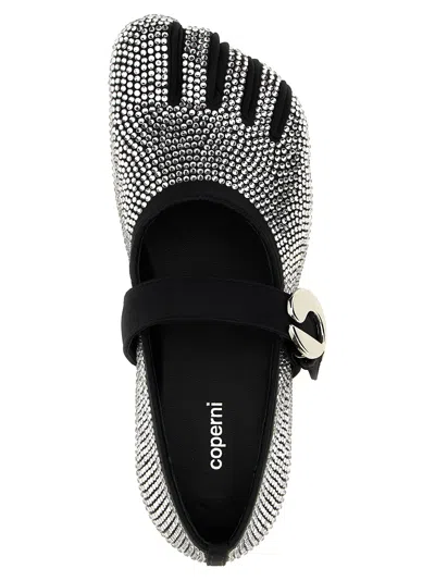 Coperni 'colette' Multicolor Ballet Flats With Five-toe Design And All-over Applied Crystals In Tech Fabric