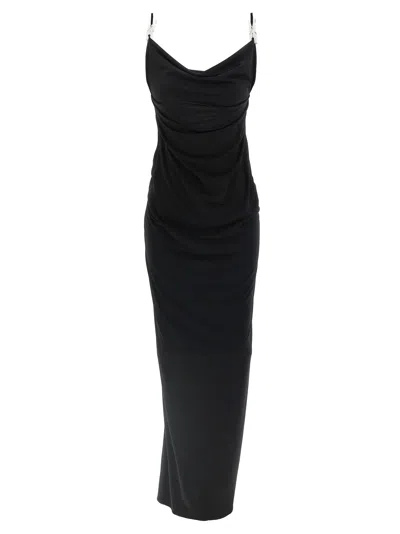 Coperni Stretch Jersey Maxi Dress With Decorative Clips