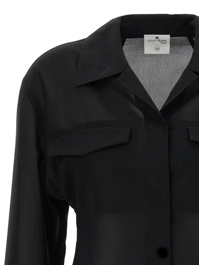Courrèges Double Pocket Collared Shirt With Cuffed Sleeves