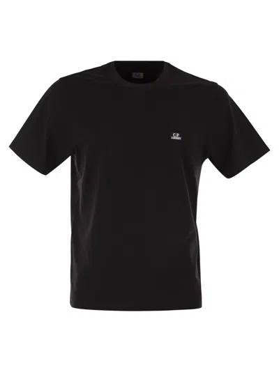 C.p. Company Blue T-shirt With Logo Printed On The Front