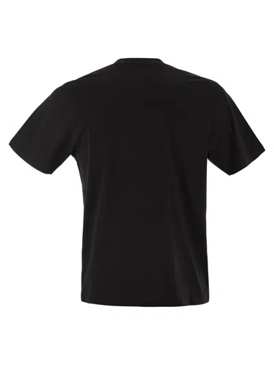 C.p. Company Blue T-shirt With Logo Printed On The Front