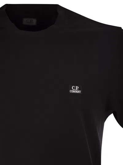 C.p. Company Blue T-shirt With Logo Printed On The Front