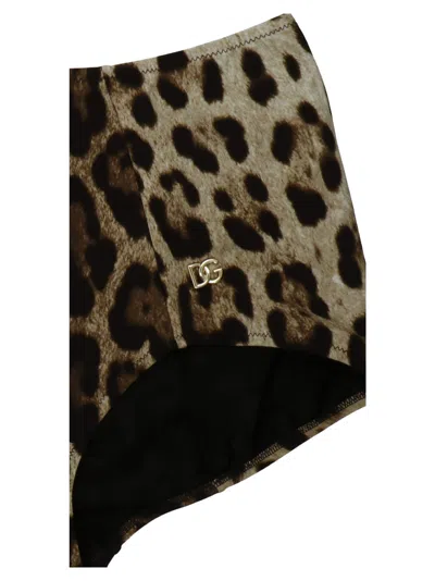 Dolce & Gabbana Animal Print Briefs Beachwear Brown