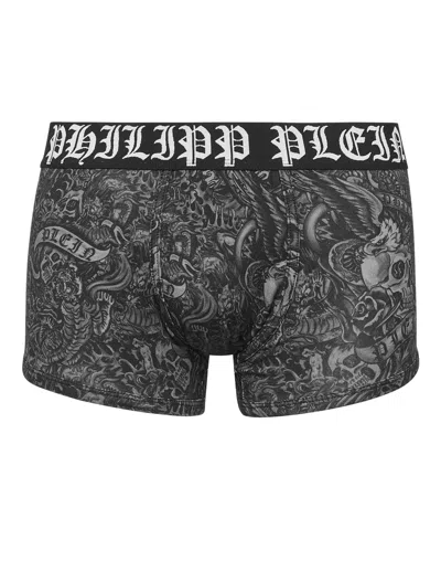 Philipp Plein Chrome Logo-print Boxer Briefs In Black