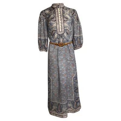 Zimmermann Belted Paisley-print Linen Midi Dress In Multi