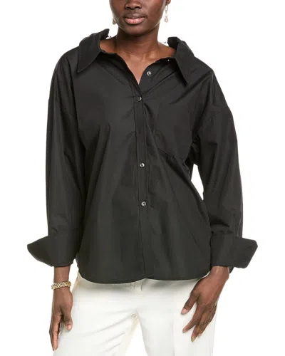 Gracia Big Bow Back Pearl Strand Top In Black