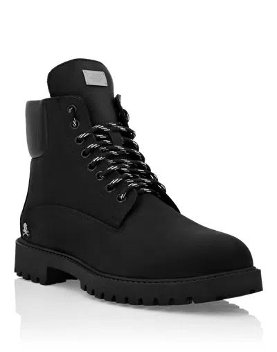 Philipp Plein Nabuk Boots Low Flat The Hunter In Black